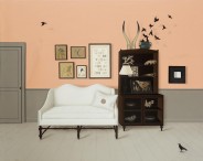 Sofa Blanco y pájaros Negros